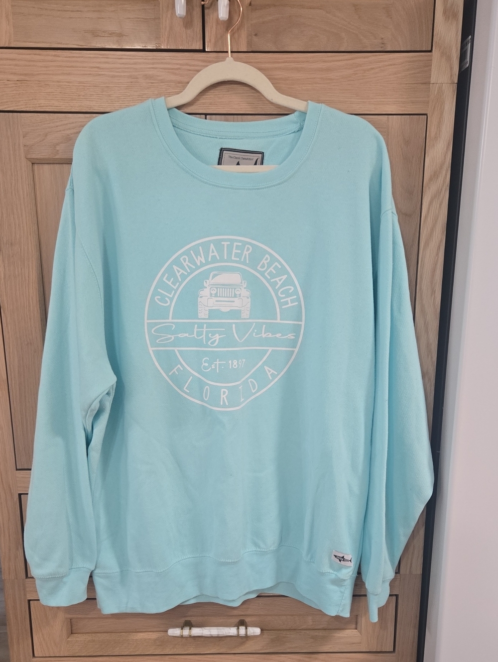 Clearwater Beach Salty Vibes Crewneck Sweatshirt - Light Blue